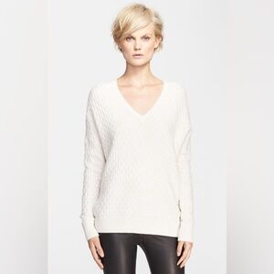 Vince Cashmere & Wool Brick Texture Double V Neck Sweater, size XXS (oversized)